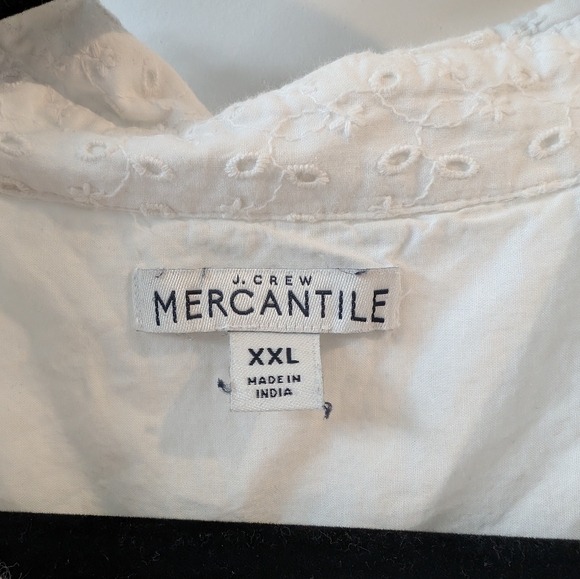 J. Crew Mercantile White Short-Sleeve Eyelet Collared Tie Front Dress, XXL - Picture 3 of 6